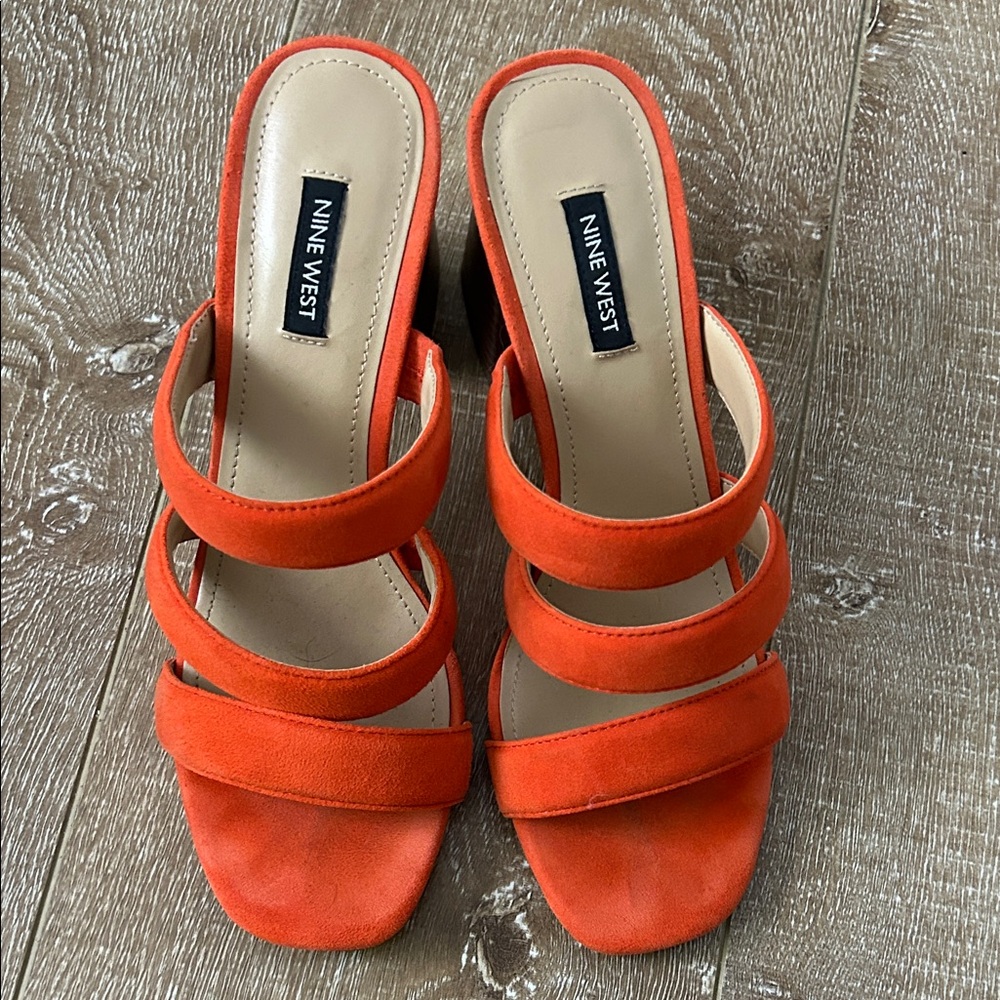 Nine West Bold Orange Strappy Heels